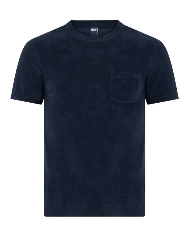Fedeli chest-pocket cotton T-shirt - Blau Blau