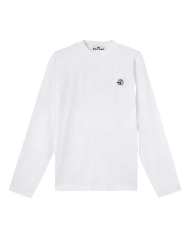 Stone Island Langarmshirt mit Logo-Patch - Weiß Weiß