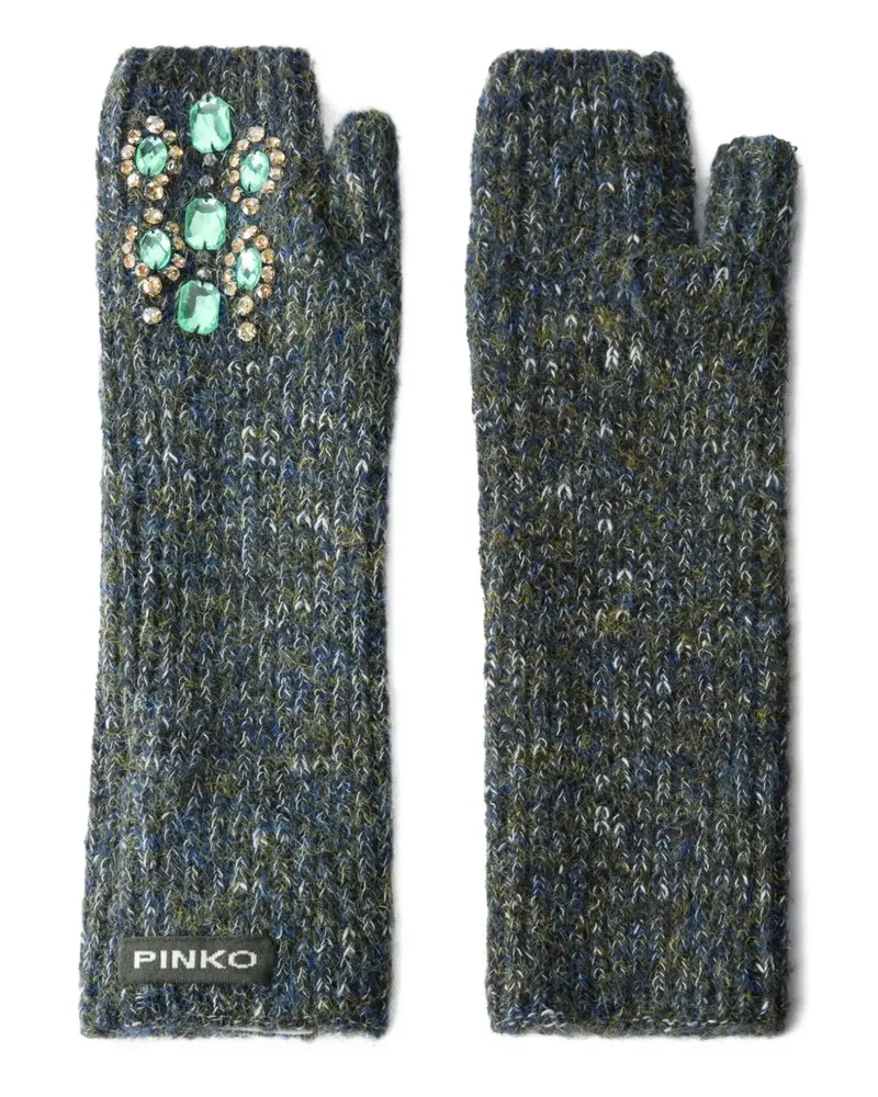 Pinko Fingerlose Handschuhe mit Schmucksteinen - Grau Grau