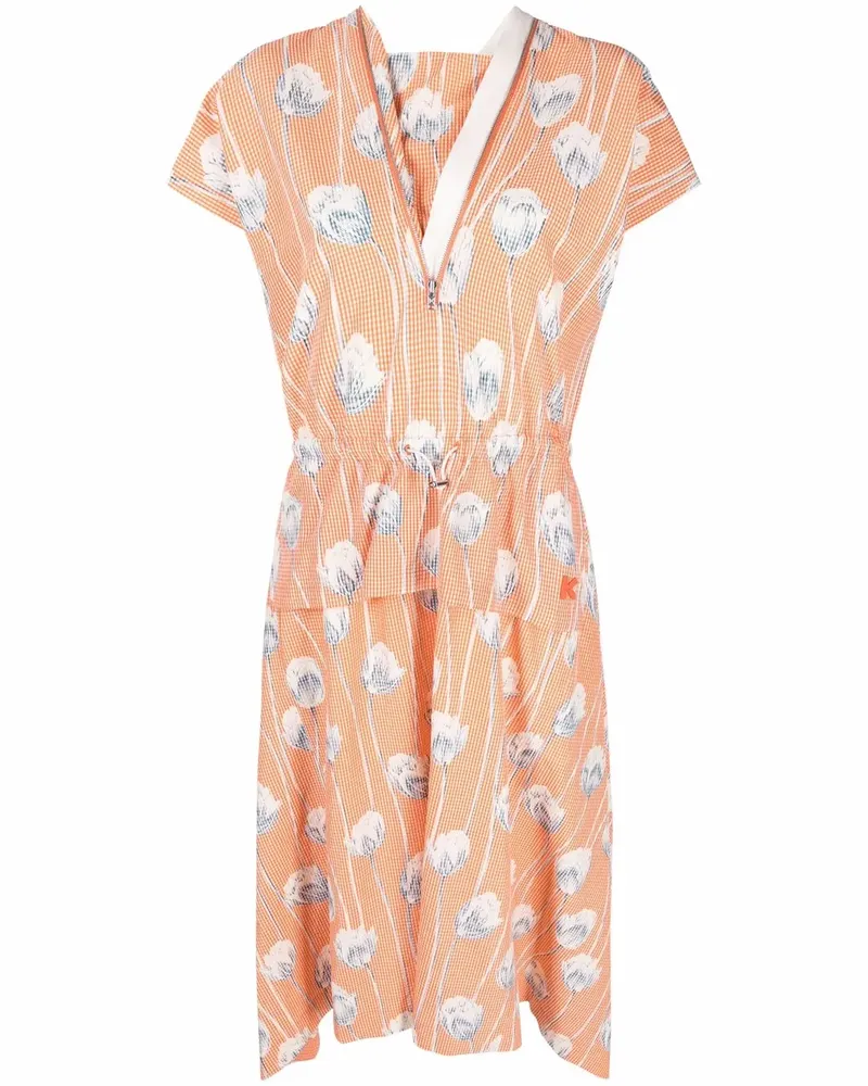 Kenzo Midikleid mit Vichy-Karo - Orange Orange