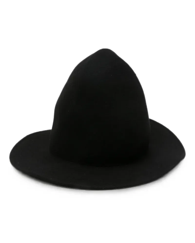 Yohji Yamamoto Hut mit spitzer Krone und breiter Krempe - Schwarz Schwarz