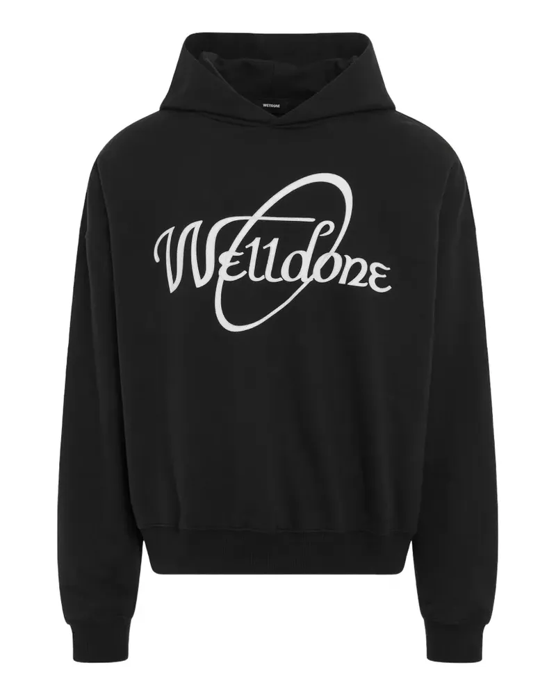 WE 11 DONE logo-print dropped-shoulder hoodie - Schwarz Schwarz