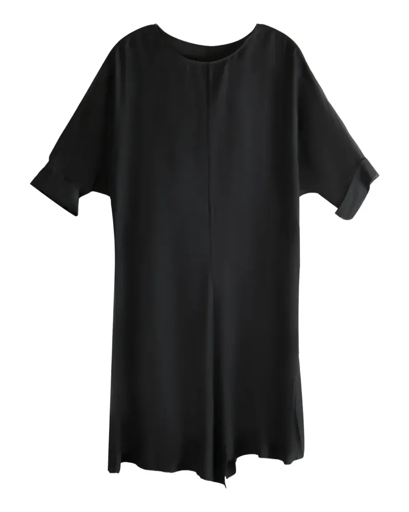 Yohji Yamamoto boat-neck rolled-sleeve midi dress - Schwarz Schwarz