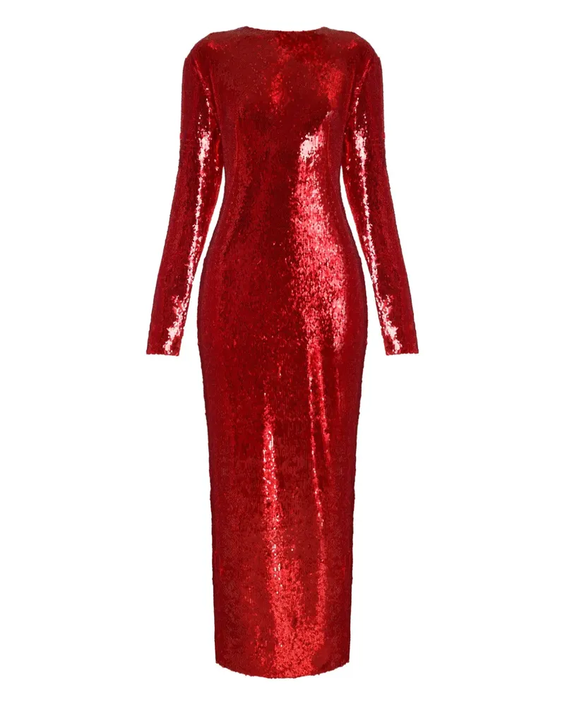 ANOUKI Langärmeliges Kleid mit Pailletten - Rot Rot