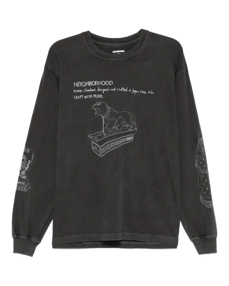 Neighborhood Langarmshirt mit grafischem Print - Grau Grau