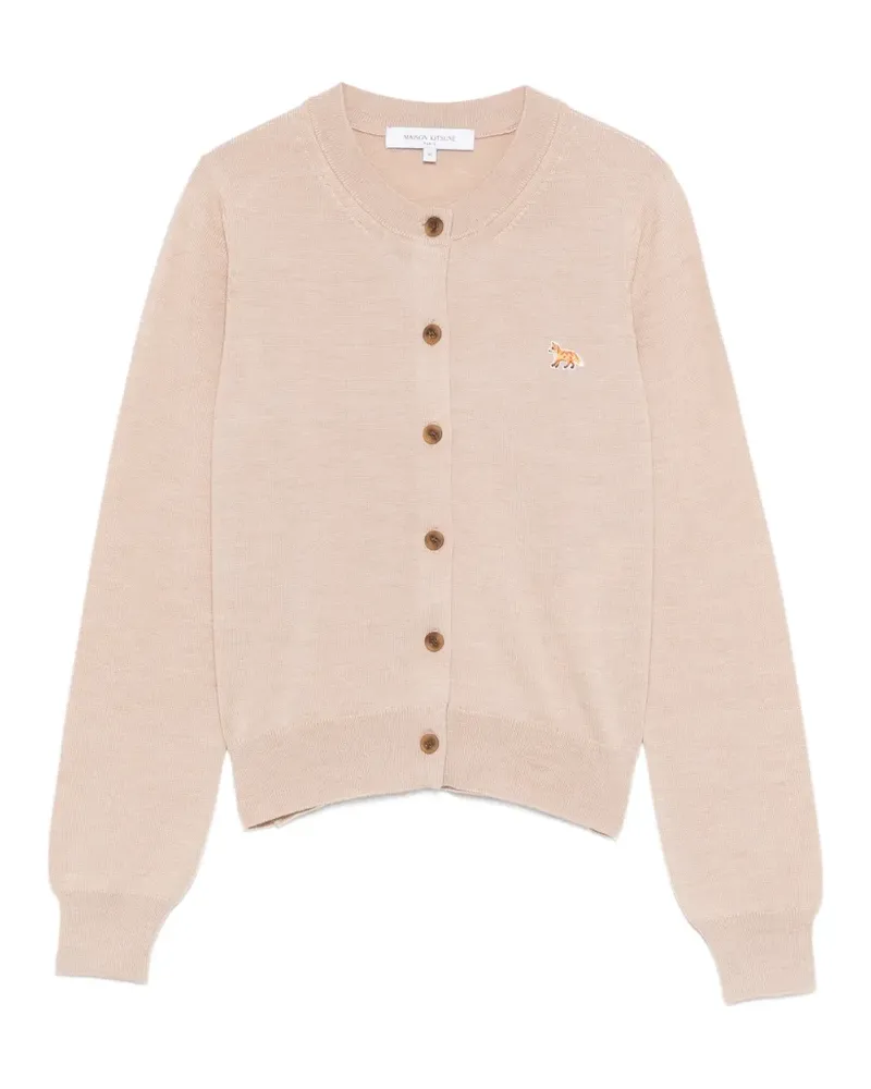Kitsuné fox-patch round-neck cardigan - Nude Nude