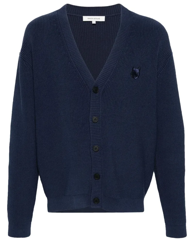 Kitsuné Cardigan mit V-Ausschnitt - Blau Blau