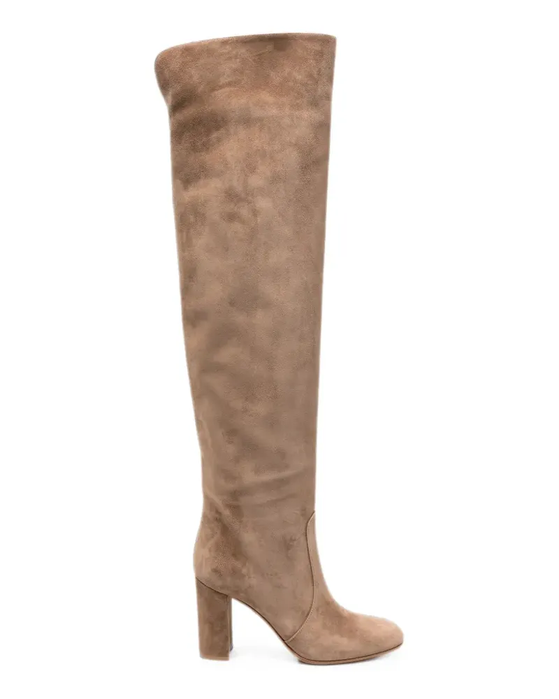 Gianvito Rossi Overknee-Stiefel mit Blockabsatz - Nude Nude