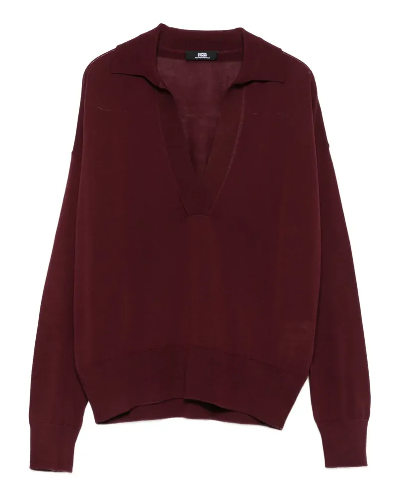 Alpha Studio Poloshirtkragen-Pullover mit V-Ausschnitt - Rot Rot