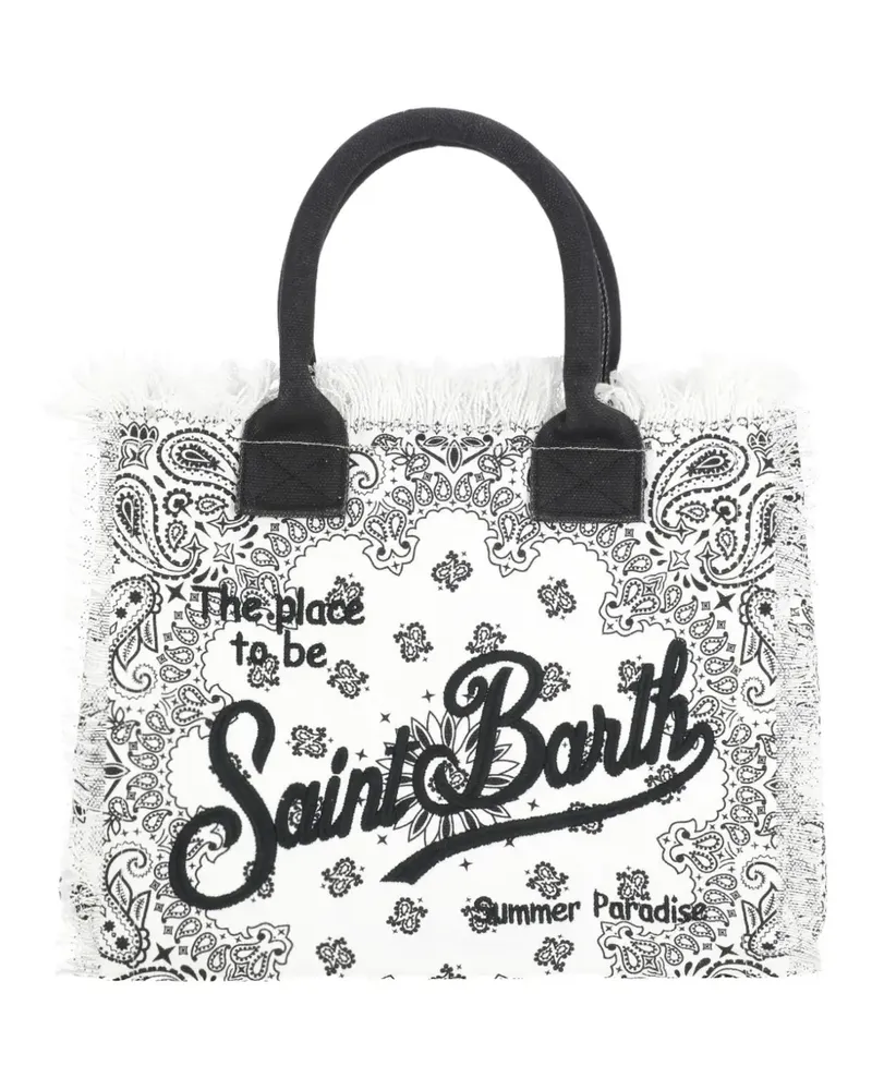 MC2 Saint Barth large Vanity paisley-print frayed tote bag - Weiß Weiß