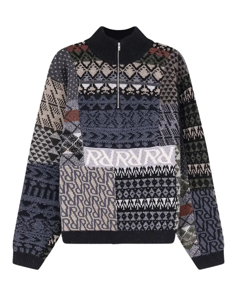 REPRESENT Intarsien-Pullover im Patchwork-Look - Schwarz Schwarz