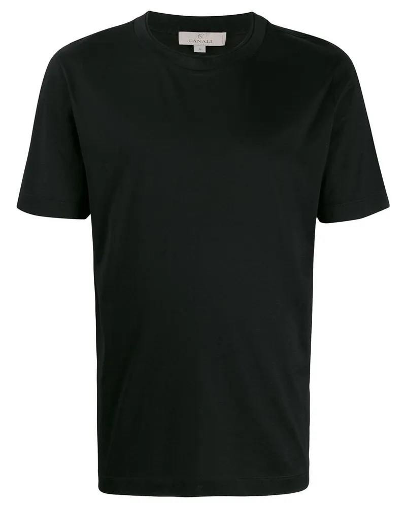 Canali Schmales T-Shirt - Schwarz Schwarz