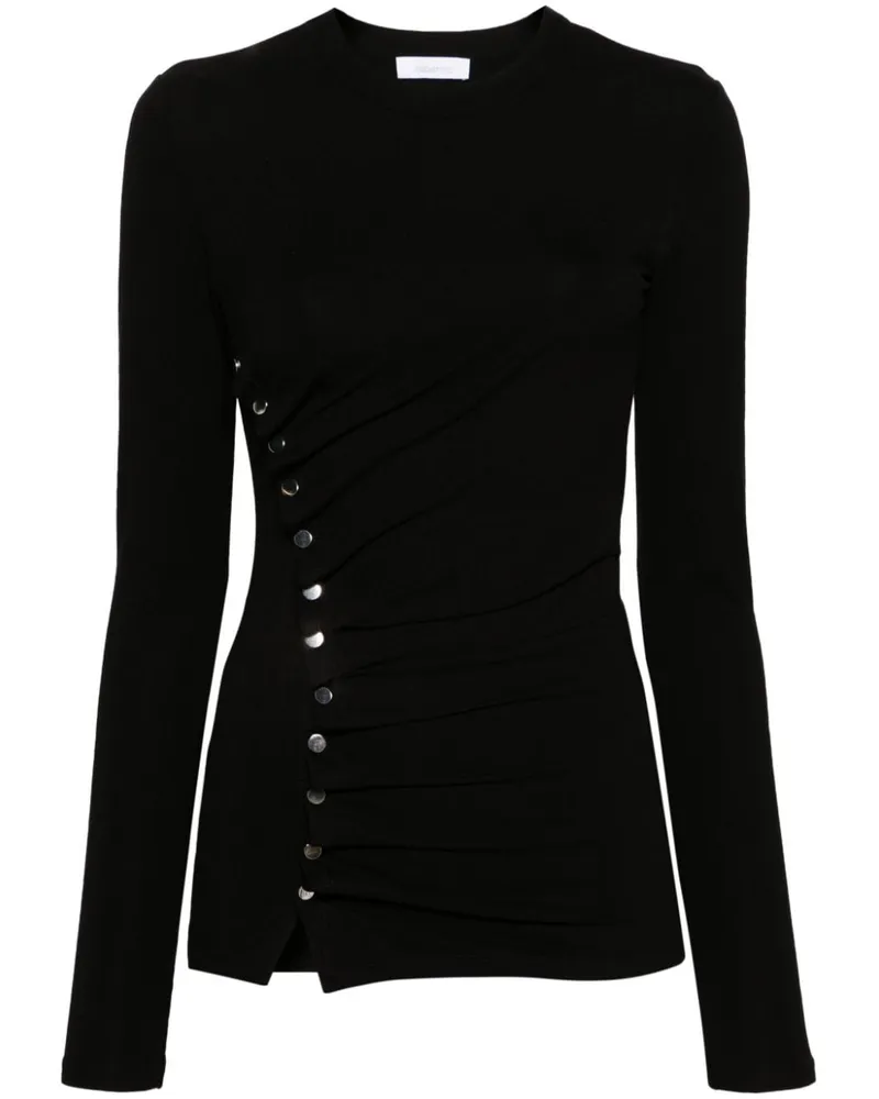 Paco Rabanne Asymmetrisches T-Shirt mit Nieten - Schwarz Schwarz