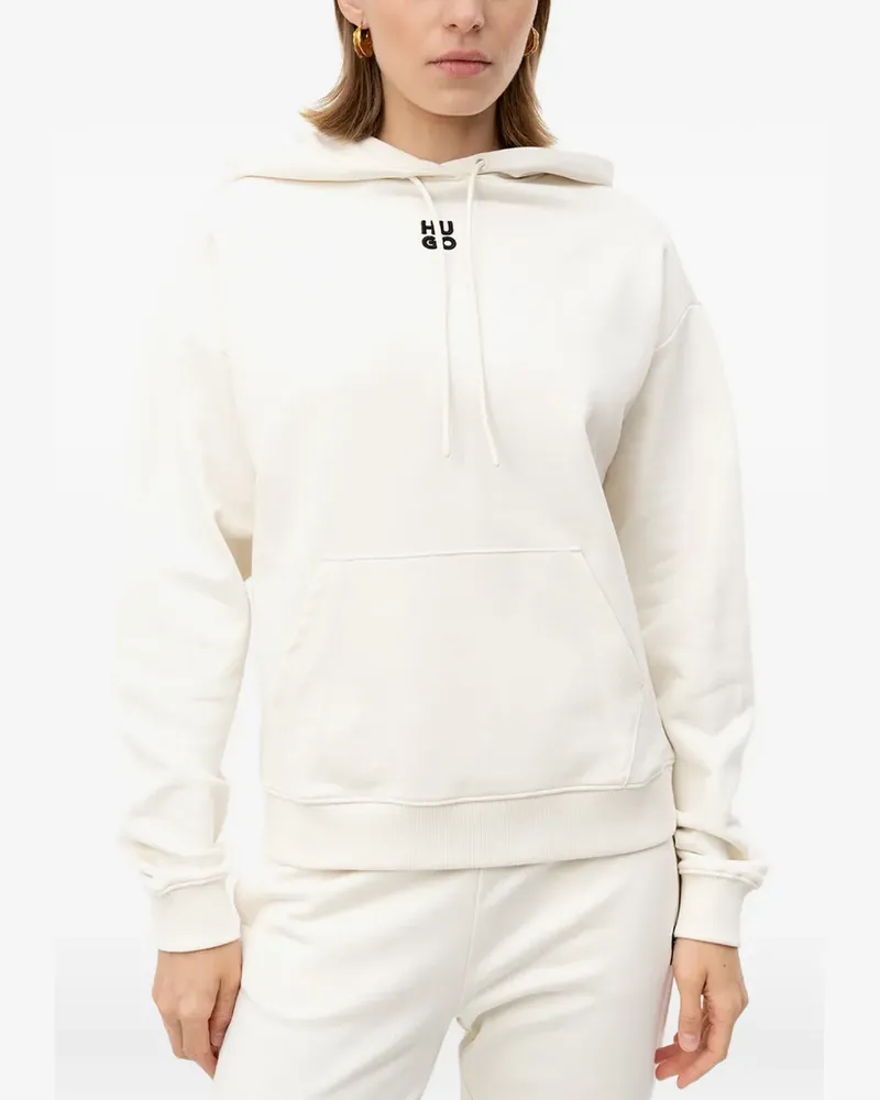HUGO BOSS logo-print drawstring hoodie - Nude Nude