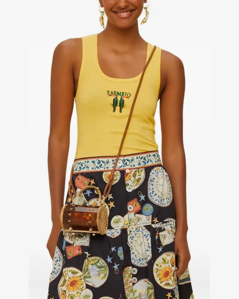 FARM Rio Toucan logo-embroidered top - Gelb Gelb
