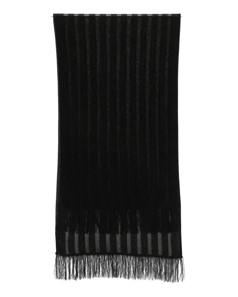 NEERA striped fringed scarf - Schwarz Schwarz