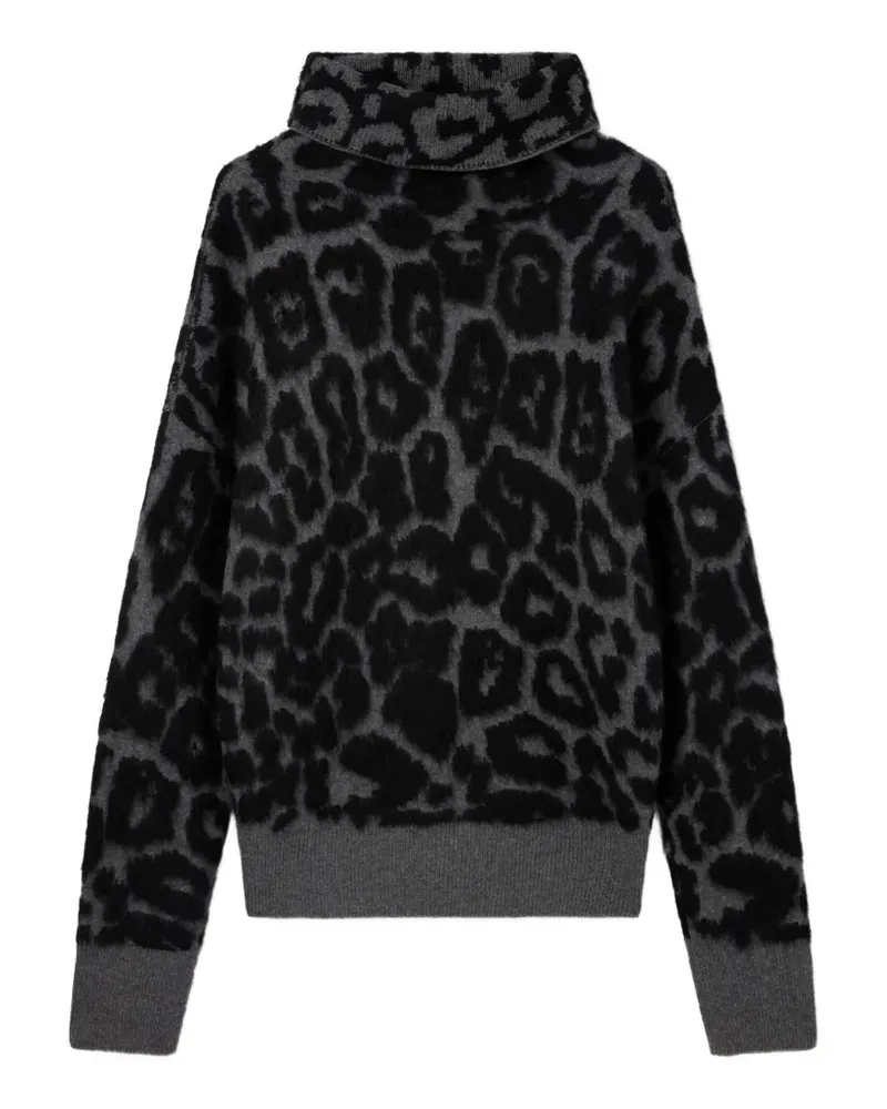 Stella McCartney Rollkragenpullover mit Leopardenmuster - Grau Grau