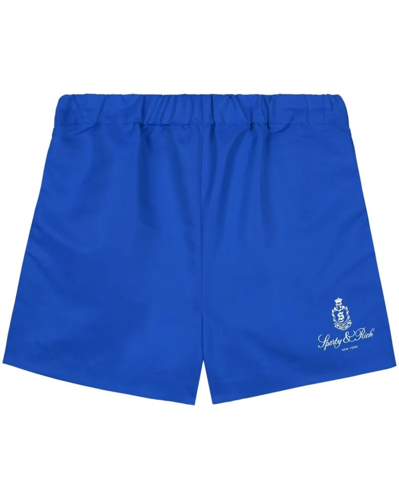 SPORTY & RICH Vendome Shorts mit Logo-Print - Blau Blau