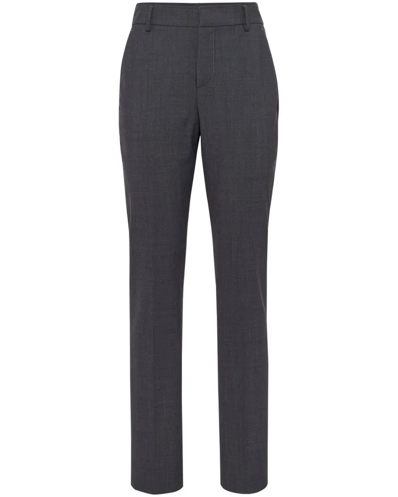 Brunello Cucinelli Tapered-Hose mit hohem Bund - Grau Grau