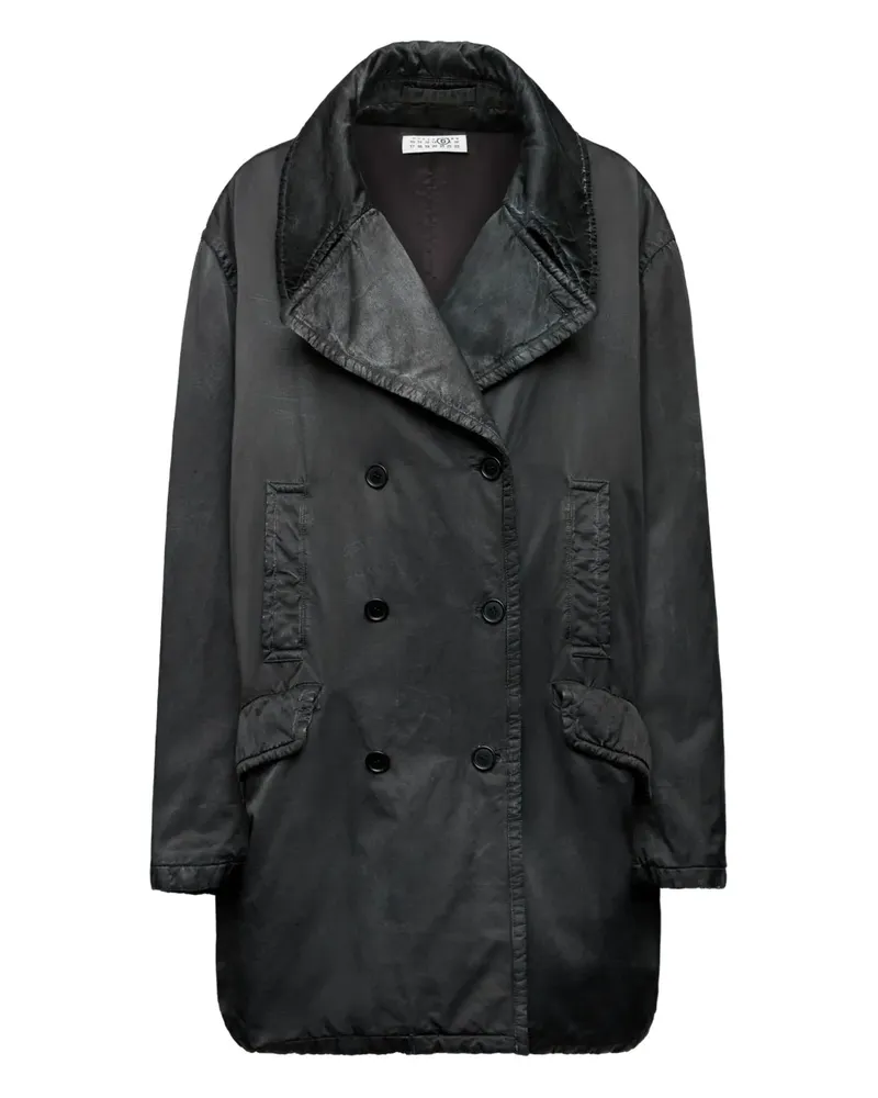 Maison Margiela Doppelreihiger Mantel - Schwarz Schwarz