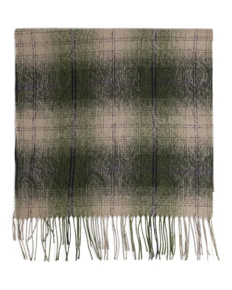 Etro check fringed scarf - Grün Grün