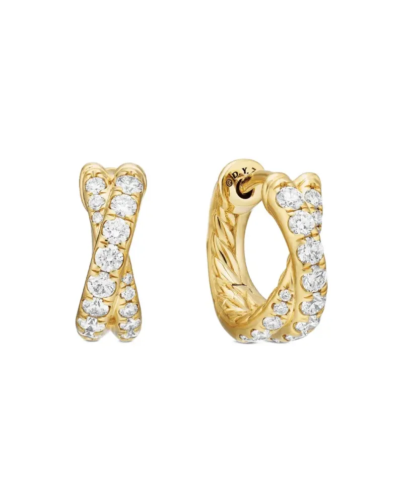David Yurman 18kt Crossover Gelbgoldcreolen mit Diamanten 12mm Gold