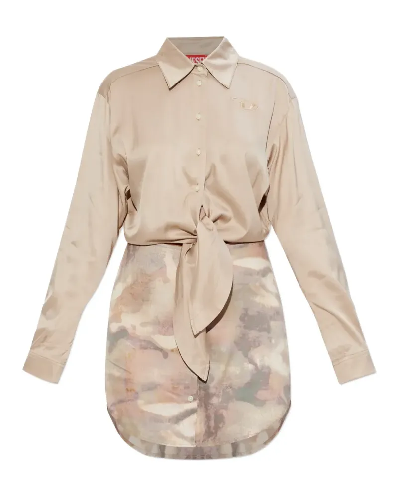 Diesel D-Elta-Mini tie-front printed mini dress - Nude Nude