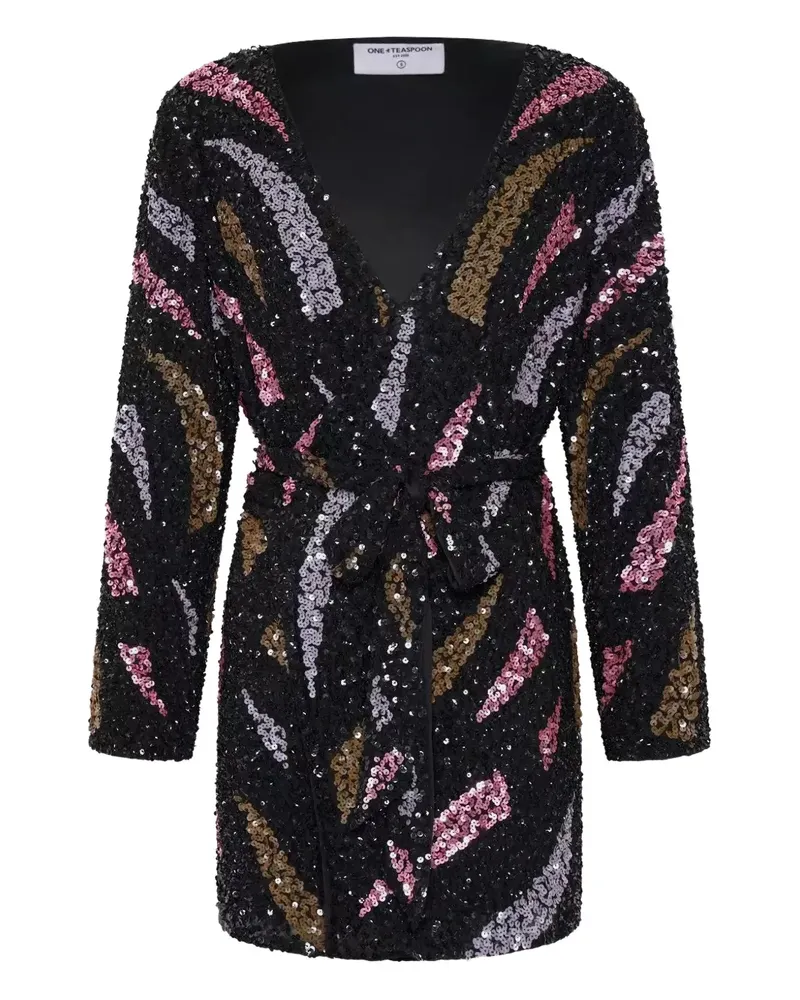 One Teaspoon Delusion sequin wrap dress - Schwarz Schwarz