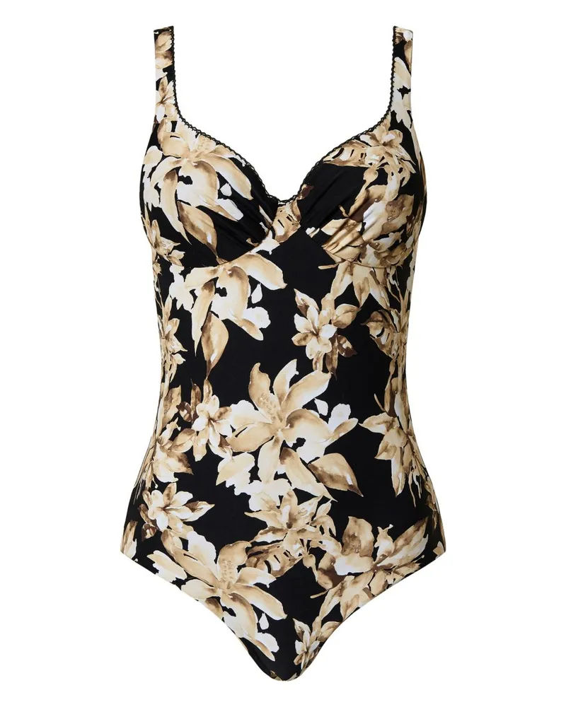 Twin-Set Badeanzug mit Blumen-Print - Schwarz Schwarz