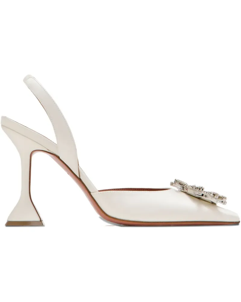 Amina Muaddi Slingback-Pumps mit Kristallen 95mm - Weiß Weiß