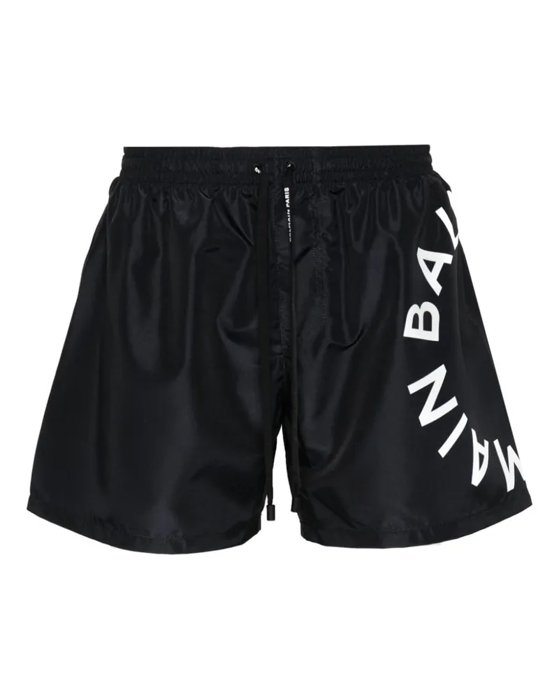 Balmain Badeshorts mit Logo-Jacquardmuster Schwarz