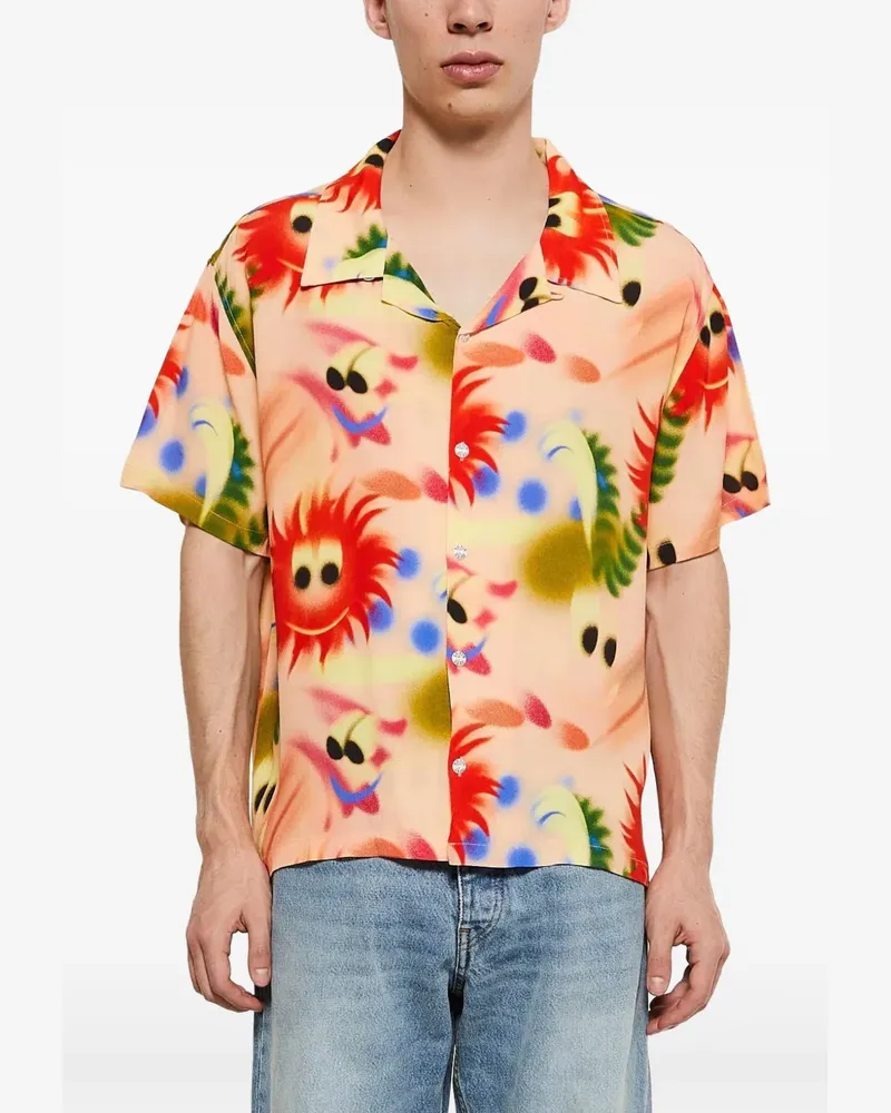 Brain Dead Hemd mit grafischem Print - Orange Orange
