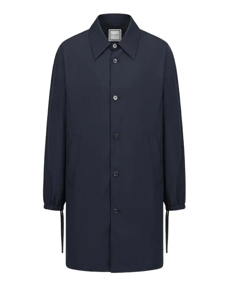 Wooyoungmi drawstring-cuff logo-patch coat - Blau Blau