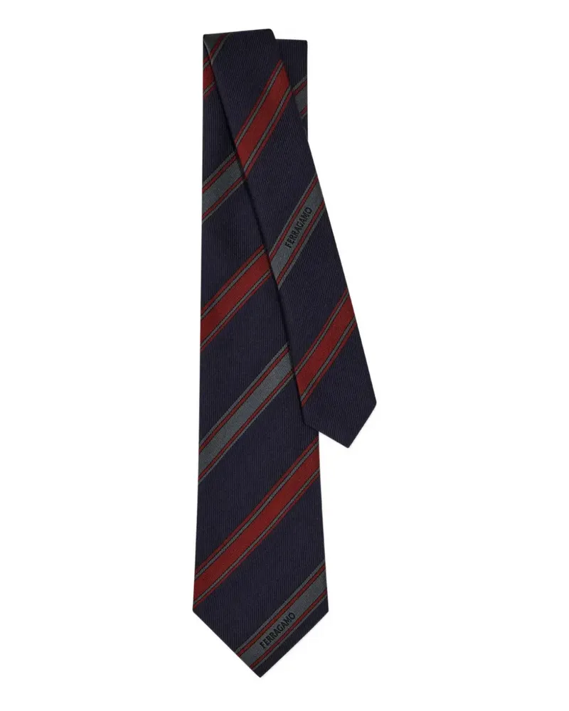 Ferragamo jacquard striped-pattern tie - Blau Blau