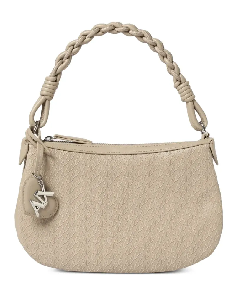 Emporio Armani Geflochtene Schultertasche mit Logo - Nude Nude