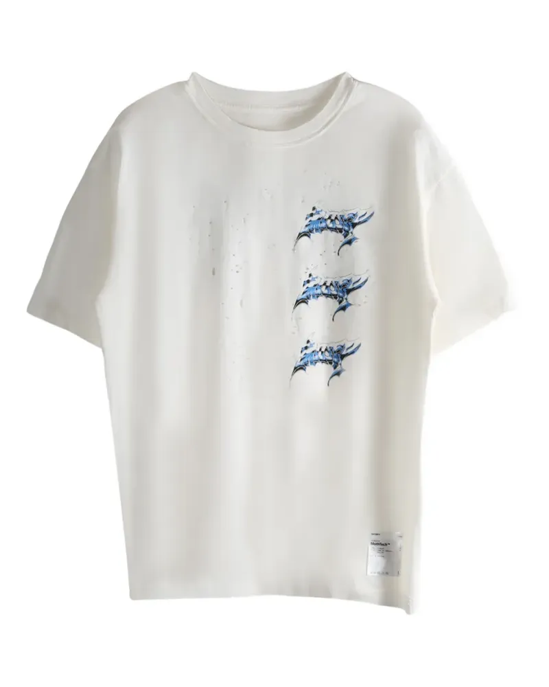 Satisfy MothTech distressed print T-shirt - Weiß Weiß
