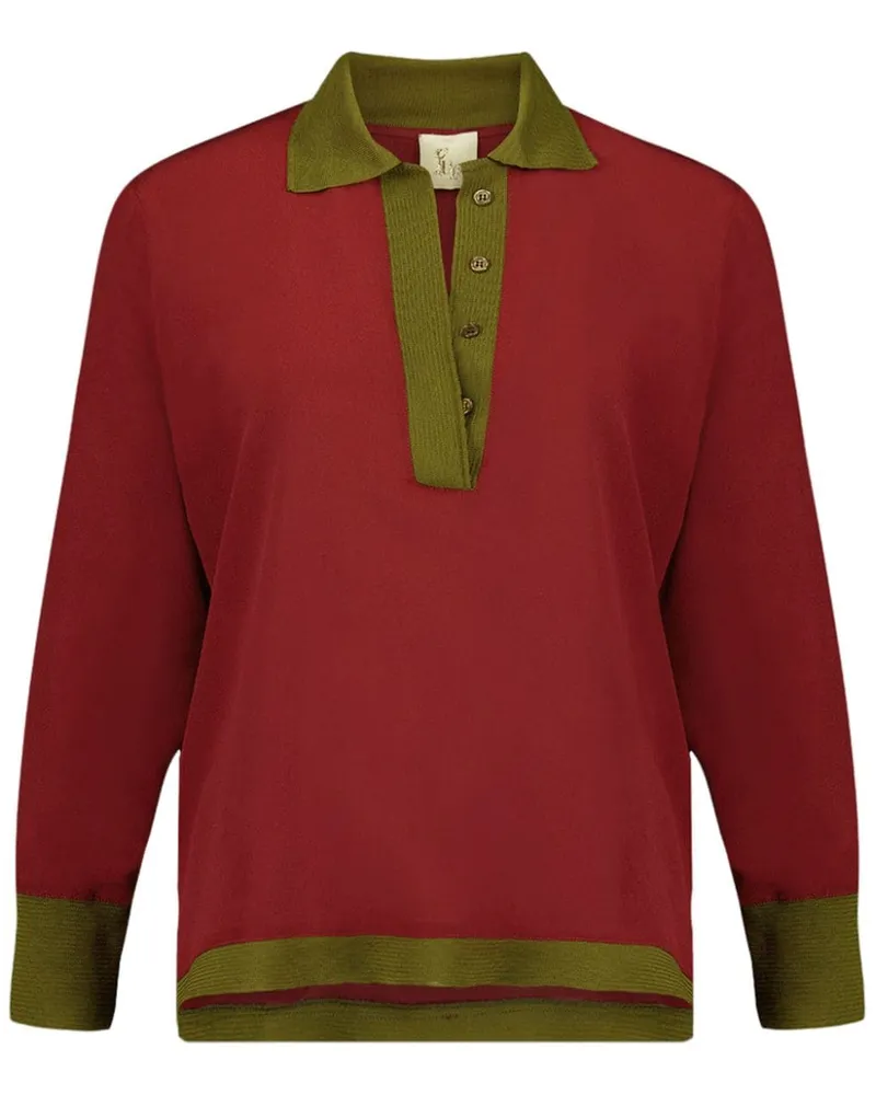 PAULA Langarmshirt mit V-Ausschnitt - Rot Rot