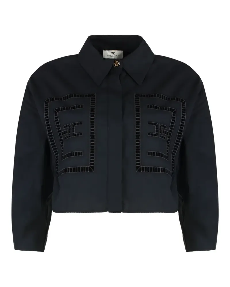Elisabetta Franchi broderie-anglaise cropped shirt - Schwarz Schwarz