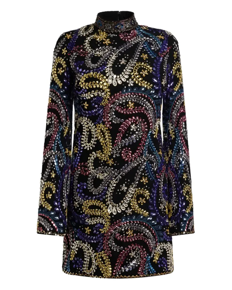 Etro paisley-embroidered mini dress - Schwarz Schwarz