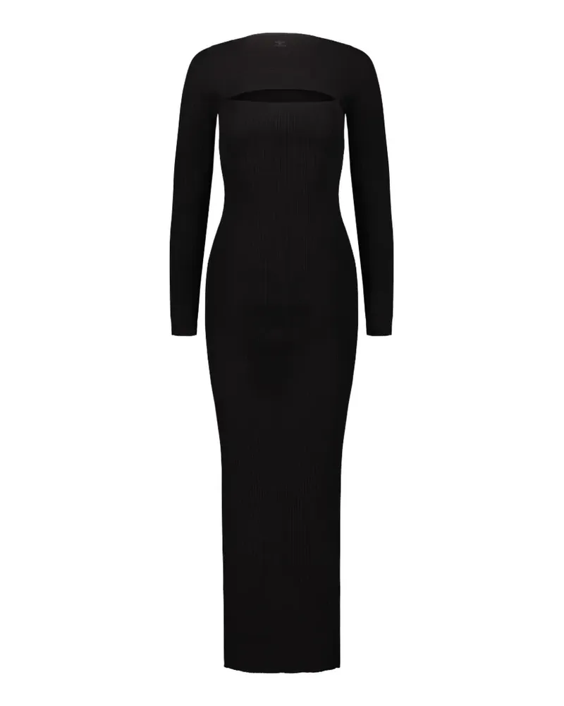 Courrèges Geripptes Strickkleid - Schwarz Schwarz