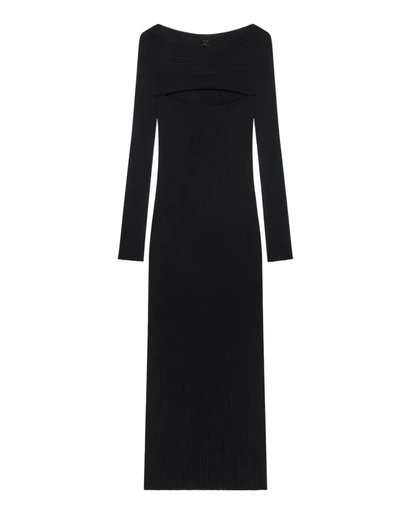 Courrèges Geripptes Strickkleid - Schwarz Schwarz