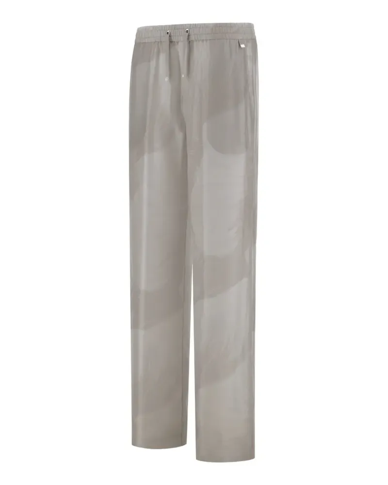 Herno Seidenhose mit Blumenprint - Grau Grau