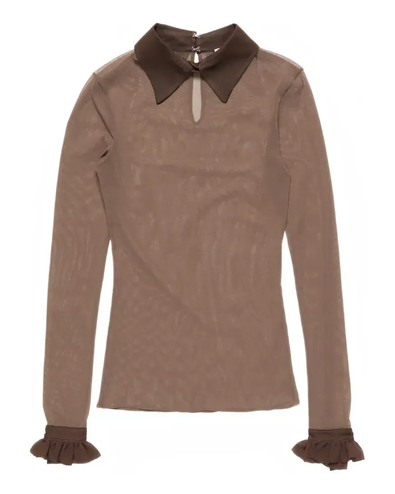 Acne Studios Semi-transparentes Nylonhemd - Braun Braun