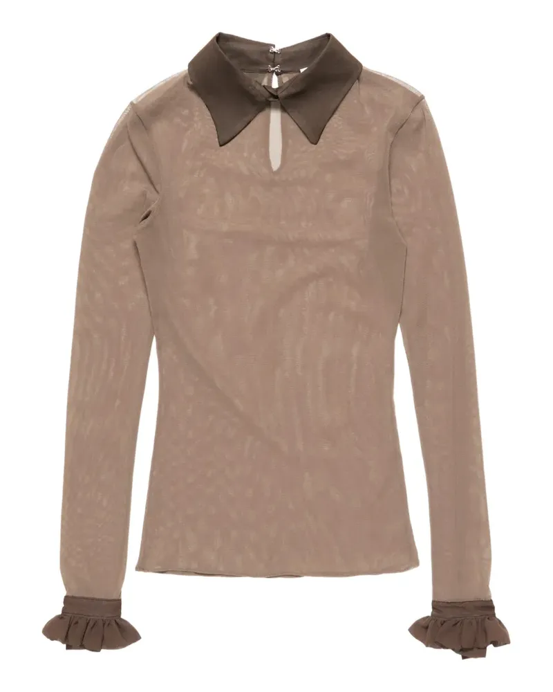 Acne Studios Semi-transparentes Nylonhemd - Braun Braun