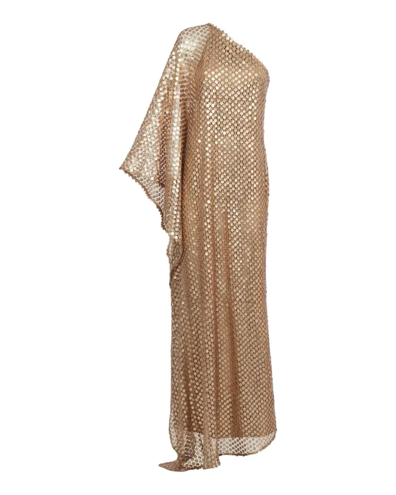 Taller Marmo Einschultriges Le Dune Maxikleid mit Pailletten - Gold Gold