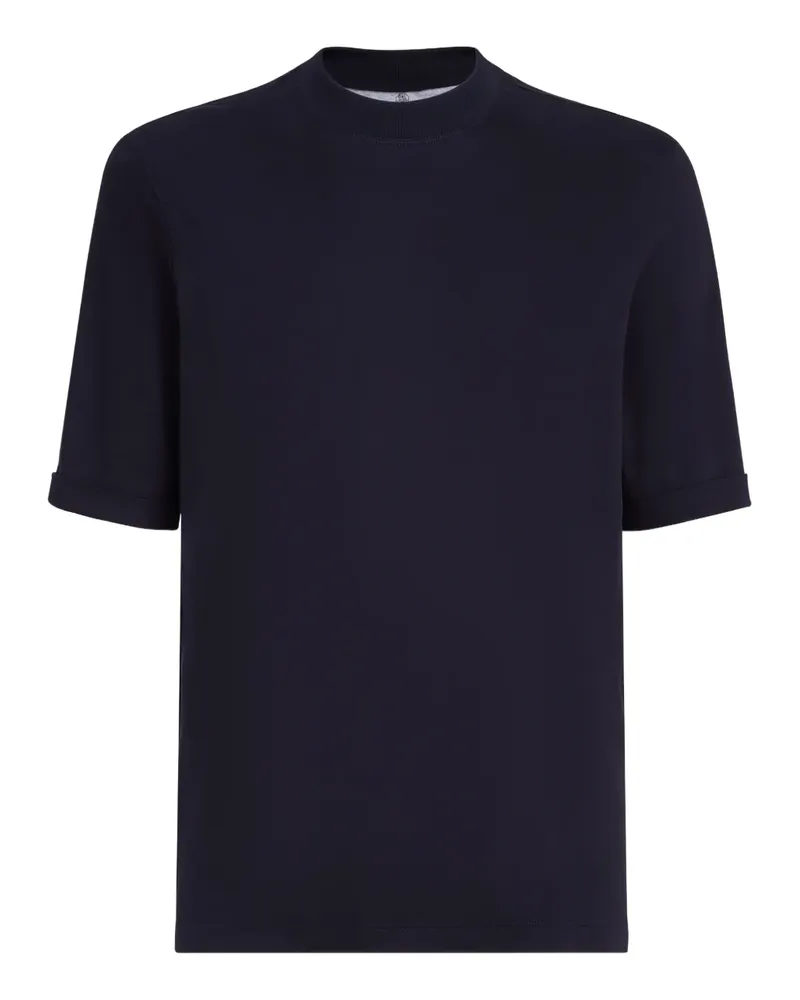 Brunello Cucinelli Jersey-T-Shirt mit Stehkragen - Blau Blau