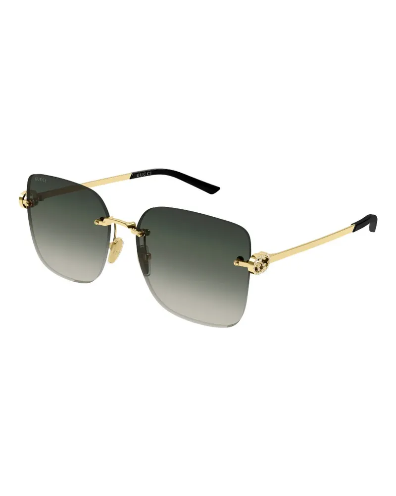 Gucci Kristallverzierte Sonnenbrille mit Logo - Gold Gold