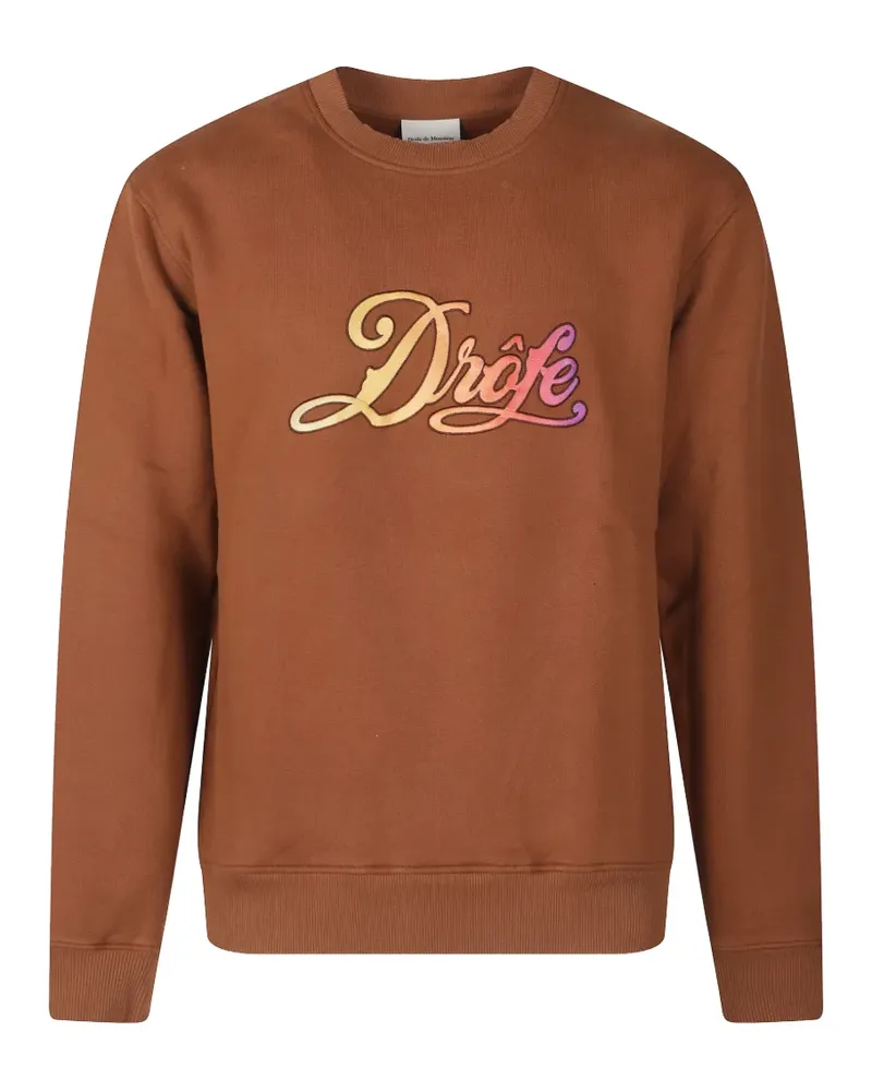 Drôle de Monsieur Drôle Dégradé logo-embroidered crew-neck sweater - Braun Braun
