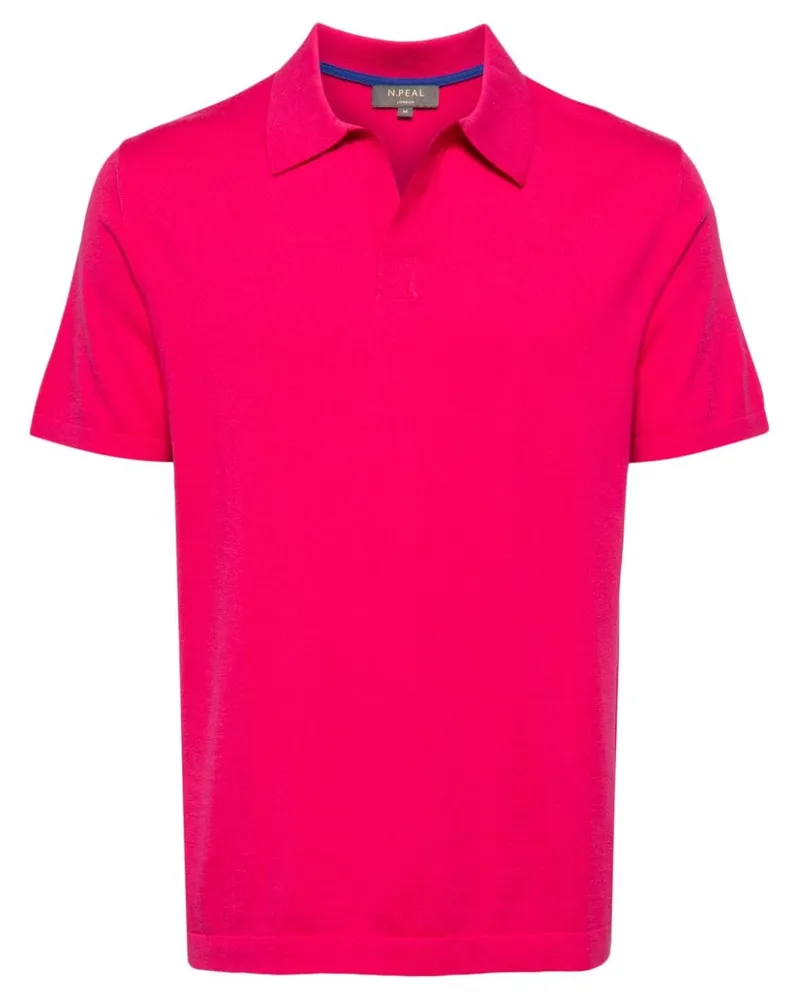 N.Peal Fein gestricktes Poloshirt - Rosa Rosa