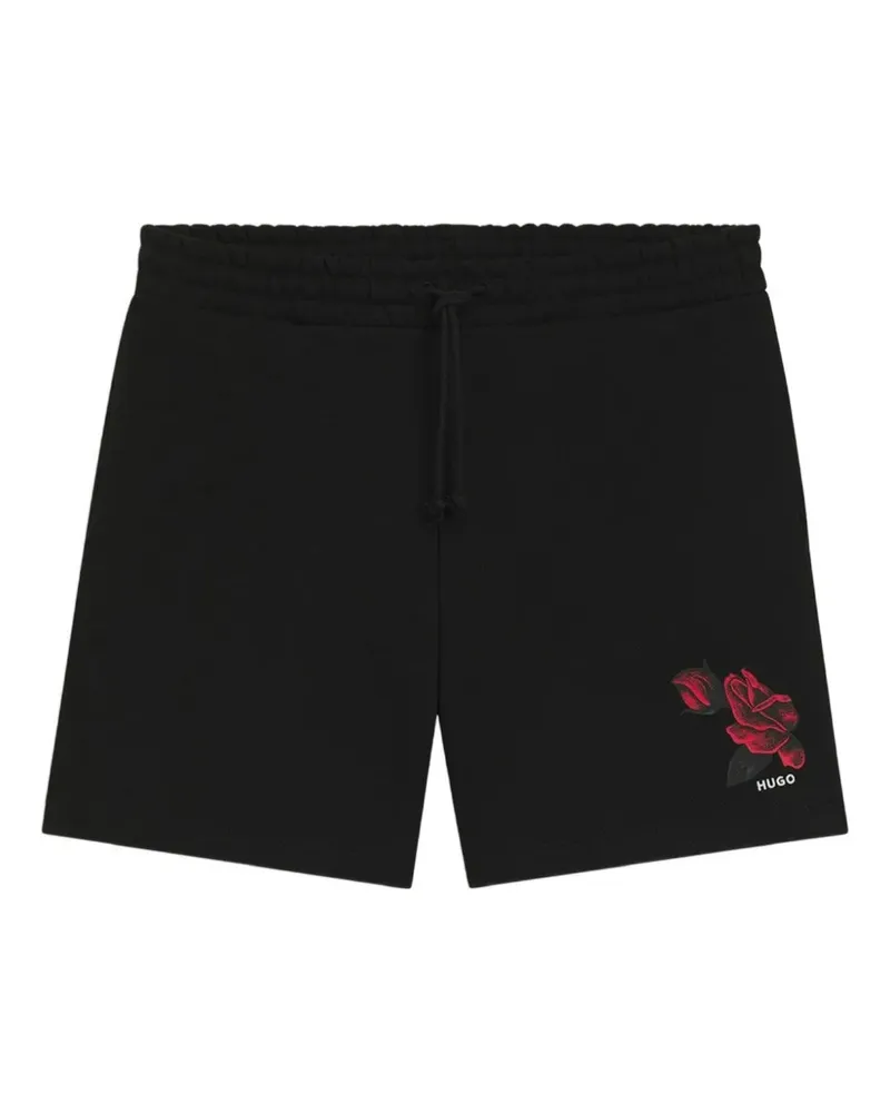 HUGO BOSS Dagety floral-print drawstring-fastening shorts - Schwarz Schwarz